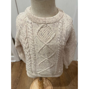 Jamie Kay Sweater 3Y Beige Grey Cable Knit